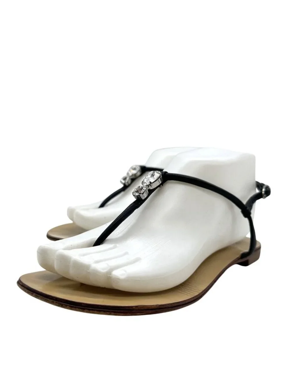 Giuseppe Zanotti Crystal Embellished Leather Thong Sandals 36.5 6.5 Bling Jewel